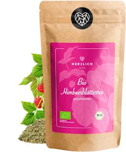 BIO Himbeerblättertee - Schwangerschaft - lose bio Himbeerblätter, geschnitten - 100% naturbelassen, Bio - Kräutertee - abgefüllt und kontrolliert in Deutschland - 80g | Herzlich Natur