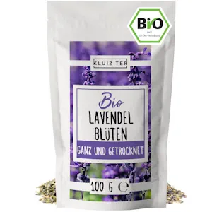 Bio Lavendelblüten getrocknet 100 Gramm - Lavendel Tee I 100% natürlich aus Biologischem Anbau by KLUIZ TEA
