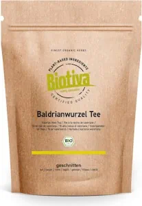 Biotiva Baldrianwurzel Tee Bio 100g - Valerianae Radix - Baldrian-Tee - abgefüllt in Deutschland - vegan