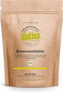 Brennnesselblätter Tee Bio 100 g - Brennesseltee - lose Blätter - 100% Kräuter ohne Zusätze - Abgefüllt und kontrolliert in Deutschland - Biotiva 
