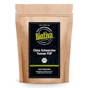 China Schwarztee Bio Yunnan FOP 100g - abgefüllt und kontrolliert in Deutschland - Black Tea - Biotiva 