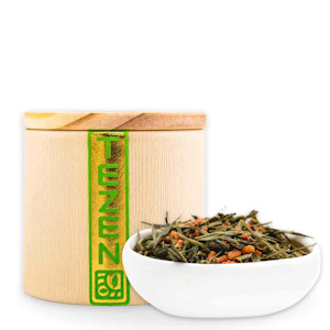 Genmaicha Bio Tee: japanischer Grüner Bio Tee mit Reis | Hochwertiger japanischer Bio Grüntee | Bancha Bio Grüntee mit geröstetem Reis (80 g)