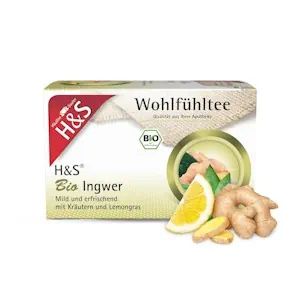 H&S Bio Ingwer Tee: 100% Mild-erfrischender Ingwertee mit Kräutern und Lemongras, 20 x 2,0 g 