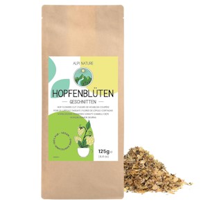 Hopfenblüten geschnitten 125g von Alpi Nature, Hopfenblüte getrocknet, Hopfentee, Hopfenblüten Tee, Kräutertee