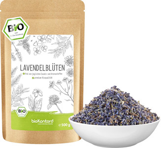 Lavendelblüten getrocknet BIO 500 g I Lavendel 100 % natürlich - Lebensmittelqualität I duftintensiv I Gewürz und Lavendeltee I bioKontor