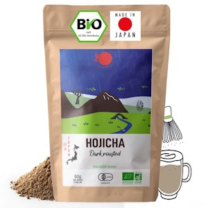 ORIGEENS Japanischer Bio Hojicha Pulver - Bio Hojicha Tee Pulver Roasted - 80g Beutel