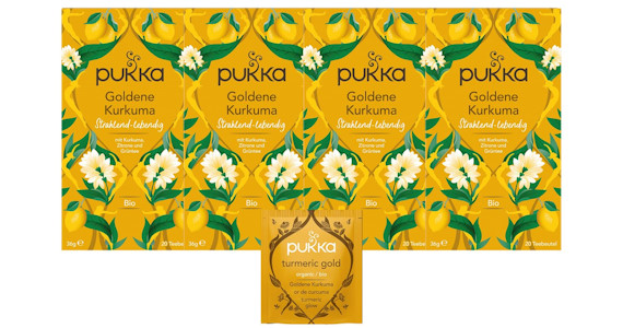 Pukka | Bio-Kräutertee „Goldene Kurkuma“ | Kurkuma, Galgant und feiner Orangennote | perfekt um deinen Flow zu unterstützen | 4er Pack | 80 Teebeutel - Jetzt bei Amazon kaufen*