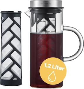 SILBERTHAL Kaffeebereiter Glas 1.2l - Cold Brew Coffee Maker mit Filter für kaltgebrühten Kaffee - auch für heißen Tee - mit verbessertem Filter 2024