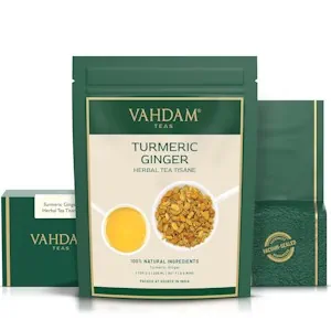 VAHDAM, Kurkuma Ingwer Kräutertee Tisane (100g) 100% Natürlicher Tisane | Kurkuma Tee Und Ingwer Tee | Als Heiß- Oder Eistee Aufbrühen