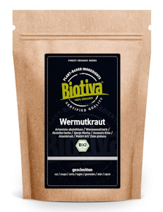 Wermutkraut Tee Bio 100g | Wermuttee | Artemisia Absinthium | 100% pur | Abgefüllt und kontrolliert in Deutschland | Biotiva  - Jetzt bei Amazon kaufen*