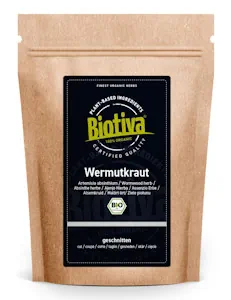 Wermutkraut Tee Bio 100g | Wermuttee | Artemisia Absinthium | 100% pur | Abgefüllt und kontrolliert in Deutschland | Biotiva